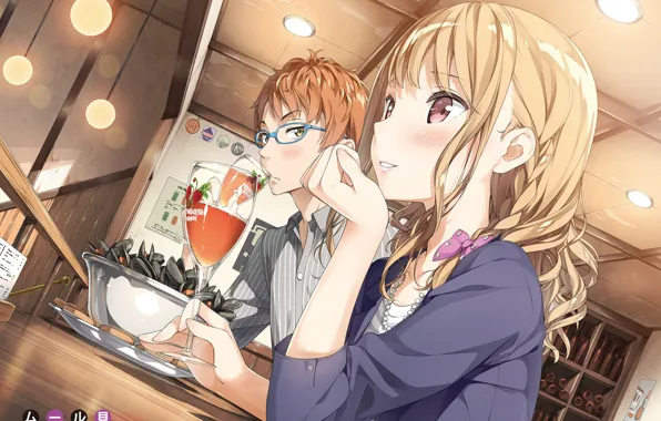 Girl, cocktail, guy, mussels, Imouto sae Ireba Ii