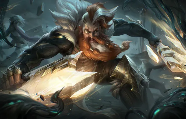 Fantasy, male, battle, League of Legends, Olaf, Riot Games