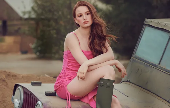 Picture machine, look, girl, pose, hair, dress, beautiful, Madelaine Petsch