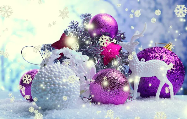 Picture decoration, snowflakes, balls, New Year, Christmas, Christmas, balls, New Year