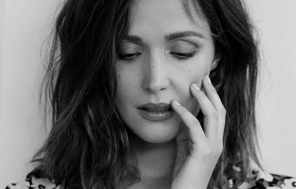 Portrait, makeup, actress, hairstyle, black and white, Rose Byrne, Rose Byrne, Glamour