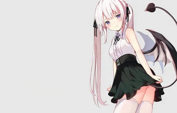 Girl, ass, blouse, thighhighs, pink hair, long hair, anime, wings