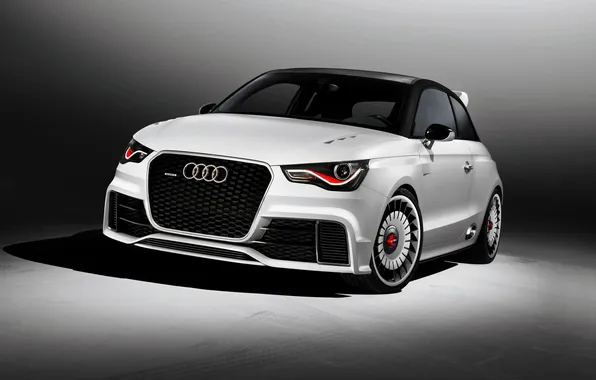 White, Audi, Machine, Logo, Grille, The hood, Lights, quattro