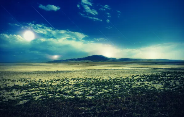 The sky, valley, descending