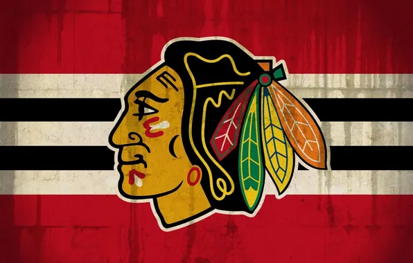 Head, flag, Indian, Chicago Blackhawks