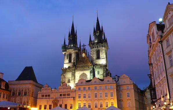 Picture lights, home, the evening, Prague, Czech Republic, area, center