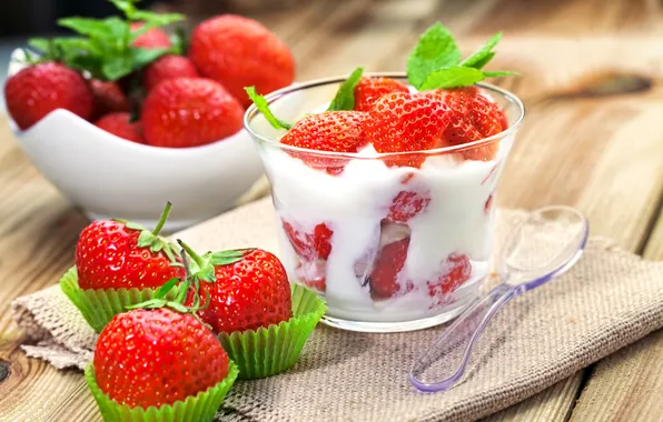 Picture berries, strawberry, strawberry, berries, yogurt