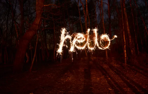 Picture freezelight, hello, drawn by light, photographing on a long exposure, Freezelight