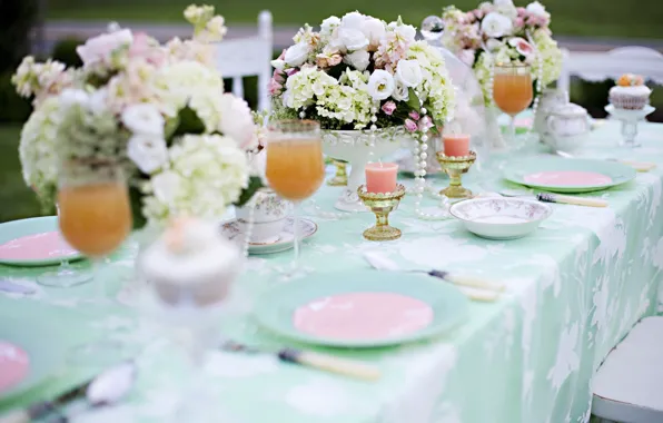 Flowers, style, holiday, roses, wedding, decor, vases, serving
