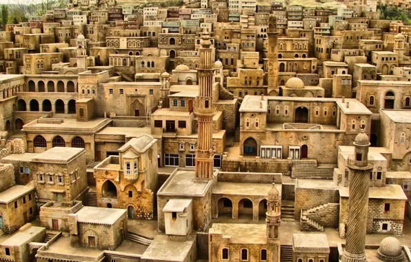 Picture building, roof, the minaret, Yemen, Arabia