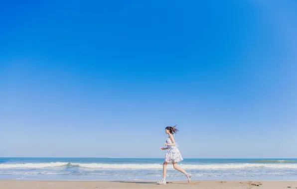 Sky, Beautiful, Asian, Model, Beach, Water, Clear Sky, Woman