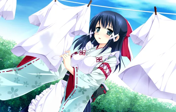 Girl, linen, kimono, otome ga tsumu let koi no canvas, canvas, tsumu let, otome, koi