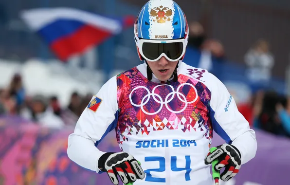 Flag, glasses, helmet, Russia, coat of arms, RUSSIA, Sochi 2014, The XXII Winter Olympic Games