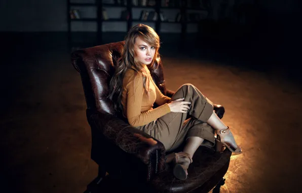 Look, girl, hair, chair, sitting, Anastasia Shcheglova, Alex Kashechkin