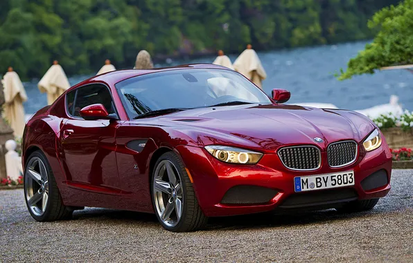 Picture tuning, BMW, red, car, drives