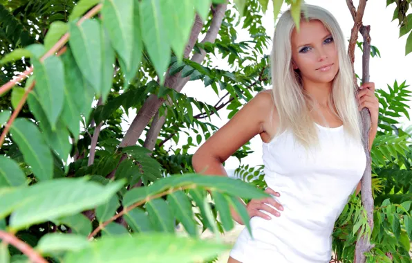 Picture look, trees, nature, model, blonde