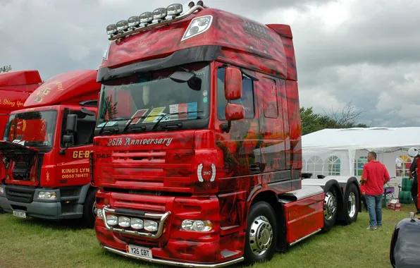 Truck, Red, Truck, Tractor, DAF, Aerography, Daf, DAF XF