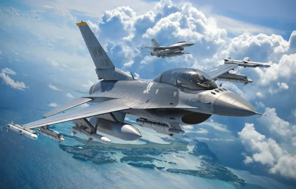 Fighting Falcon, multipurpose, USAF, UNITED STATES AIR FORCE, General Dynamics, the fourth generation fighter, F-16D, …