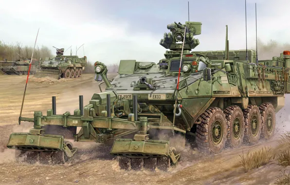 APC, Stryker, ESV, army combat vehicle, Engineer Support Vehicle, the engineering obstacle clearing machine, Engineer …