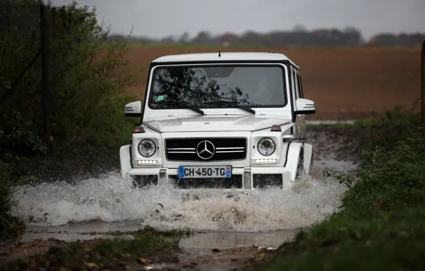 Picture white, water, squirt, Mercedes, Mercedes, white, the roads, water