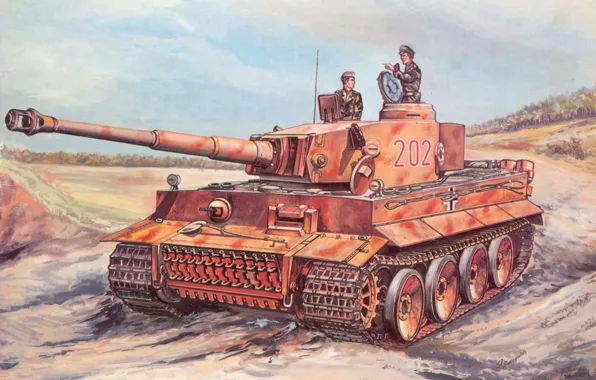 Road, figure, art, tank, camouflage, the, combat, equipment