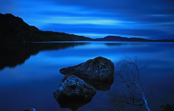 Picture landscape, night, lake