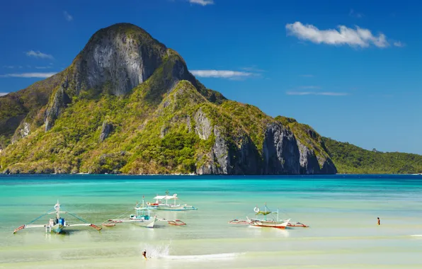 Beach, the ocean, boats, Laguna, Philippines, The Nest, Philippines, Palawan