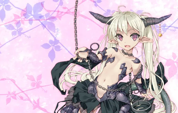 Picture the demon, girl, horns, Isekai Maou To Shoukan Shoujo No Dorei Majutsu