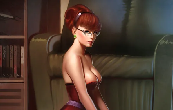Girl, Chest, Glasses, Woman, Redheads, by Andrew Hibner