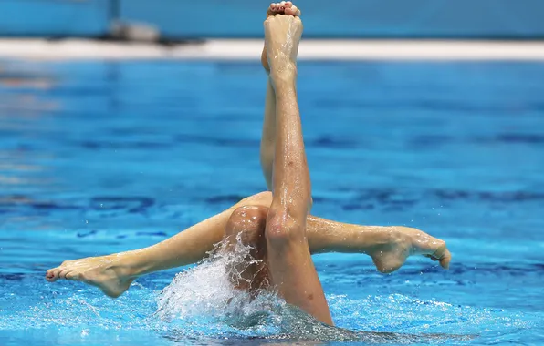 Picture water, feet, pool, synchronized swimming