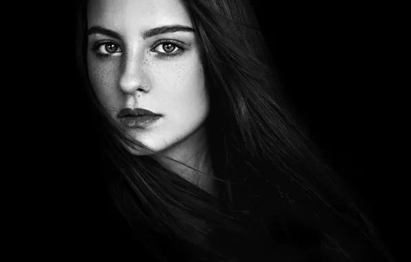 Look, girl, face, model, portrait, makeup, hairstyle, freckles