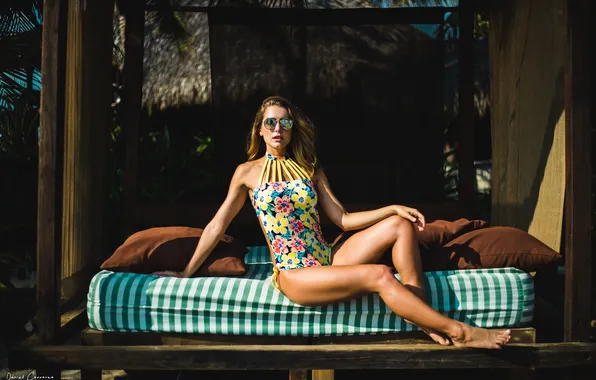 Girl, legs, beautiful, model, sweet, swimsuit, sunglasses, long-haired