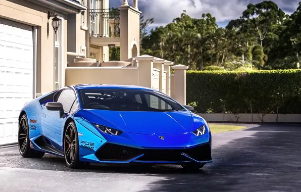 Lamborghini, blue, Huracan, pur