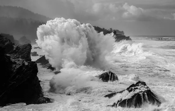 Sea, wave, squirt, stones, rocks, waves, sea, rocks