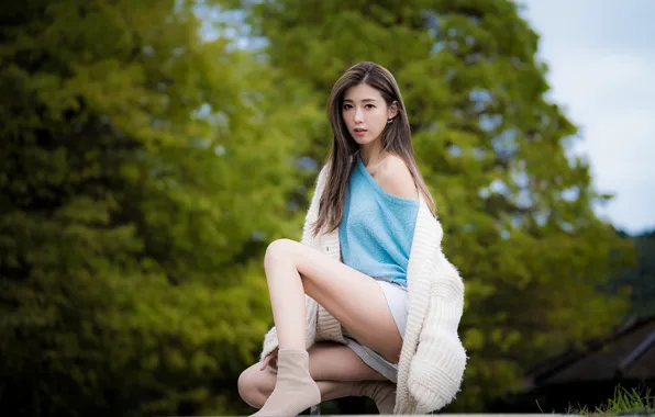 Look, trees, pose, Asian, trees, look, asian, pose