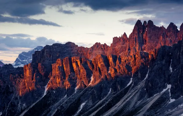 Picture the sky, clouds, mountains, nature, rocks, Alps, Italy, The Dolomites