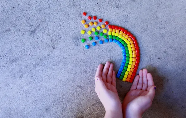 Picture macro, rainbow, hands
