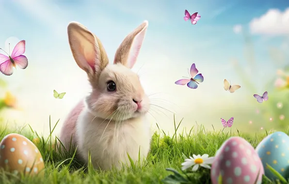 Flowers, eggs, spring, colorful, Easter, happy, flowers, spring