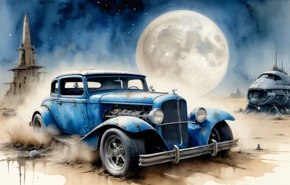Picture car, retro, ai art