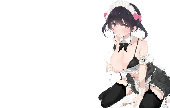 Girl, sexy, wet, bra, blouse, thighhighs, legs, breast