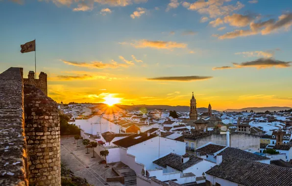 Picture the sky, the sun, landscape, sunset, home, Spain, Malaga, Antequera