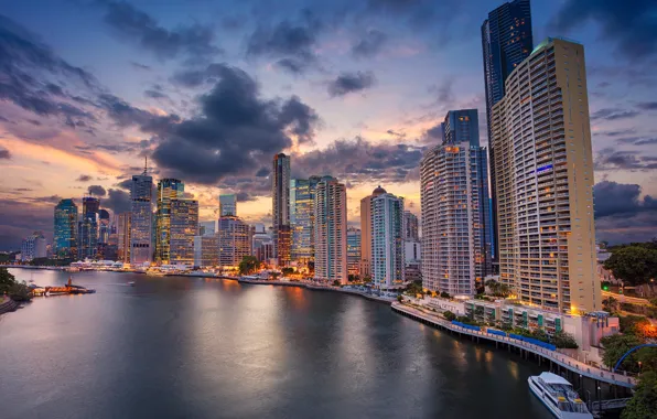 Picture river, building, home, Australia, promenade, skyscrapers, Australia, Queensland