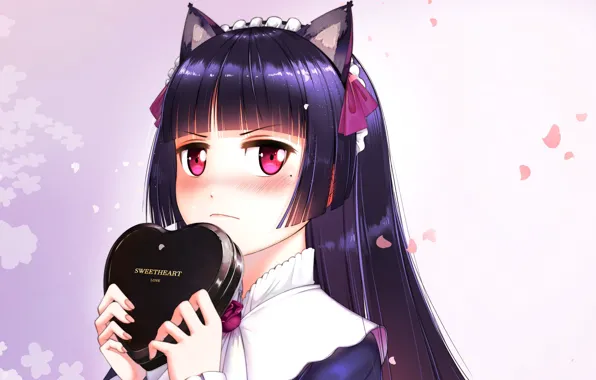 Gift, Valentine, heart, bangs, cat ears, valentine`s day, Ore no Imouto ga Konna ni Kawaii …