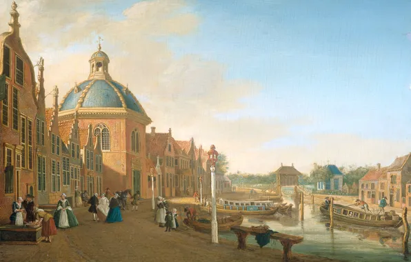 Picture oil, picture, the urban landscape, 1756, The pond on the Canal in Leidschendam, Paulus Constantin …