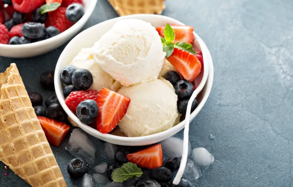 Berries, Sweets, Food, Ice cream, Blueberries