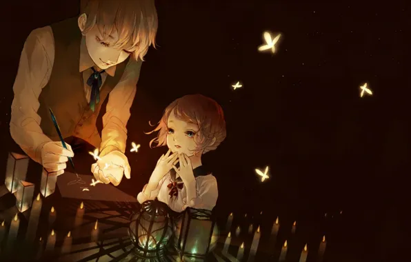 Butterfly, magic, magic, glow, candles, boy, handle, girl