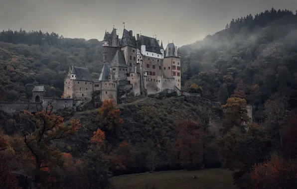 Picture the sky, trees, mountains, Germany, ELTZ castle, medieval architecture