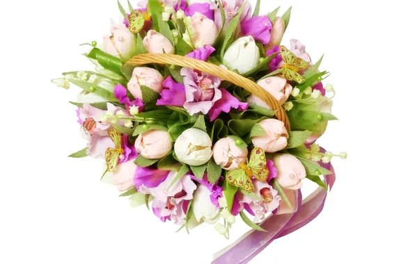 Picture photo, Flowers, Tulips, Bouquet, Orchids