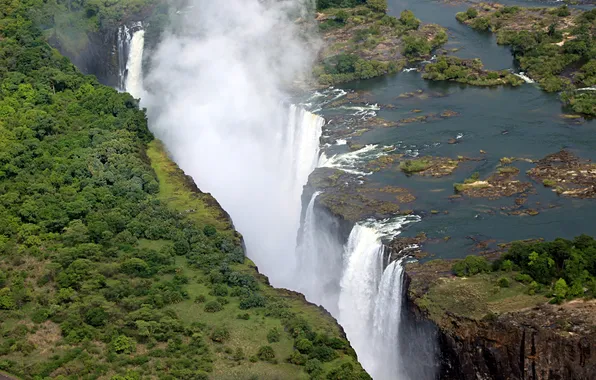 Tropics, river, open, waterfall, the view from the top, Victoria Falls, Zimbabwe