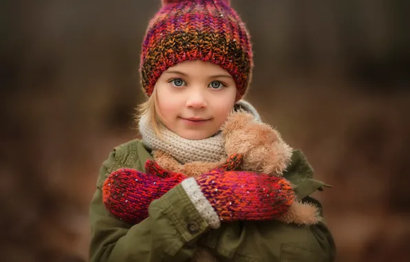 Picture hat, toy, portrait, girl